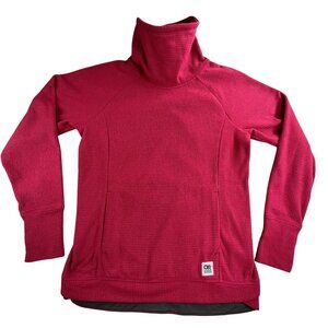 Outdoor Research Pullover Womens Medium Pink Trail Mix Cowl Neck Waffle Knit Top